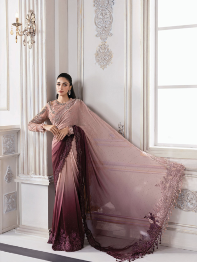 Unstitched Embroidered Chiffon Saree | BD-3001